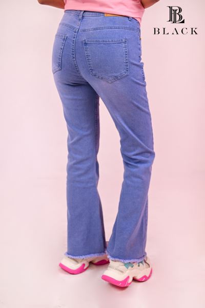 WOMEN'S PREMIUM BOOTCUT FRAYED JEANS WASHED BLUE